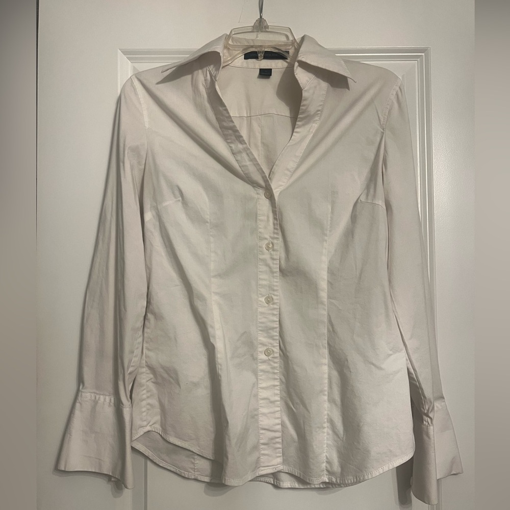 Express Design Studio fitted button up shirt crisp white size small